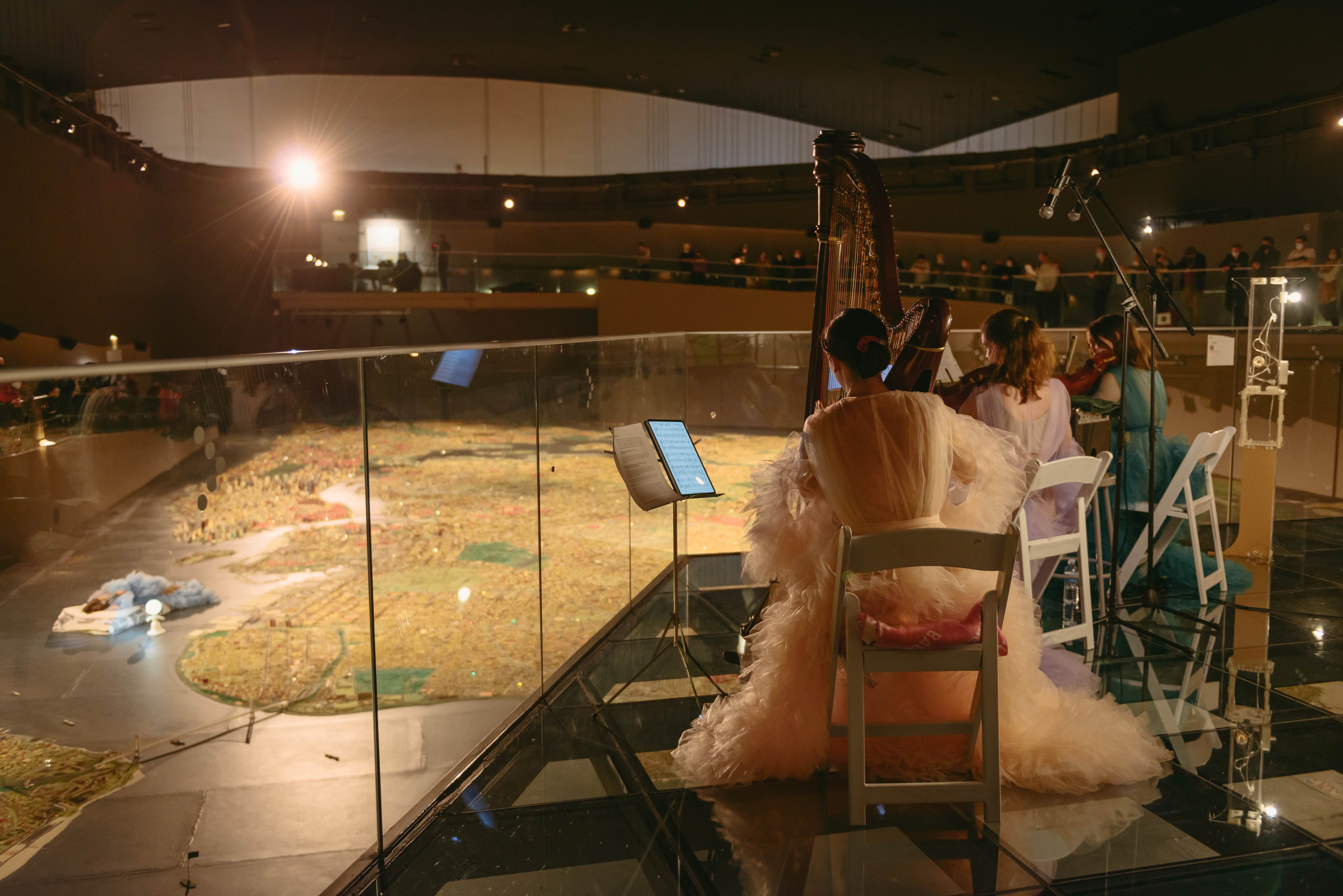 Esther Sibiude playing Harp with Ensemble at The Queens Museum NYC Esra